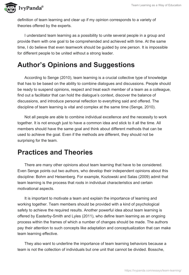 Team Learning as a Way of Education. Page 2