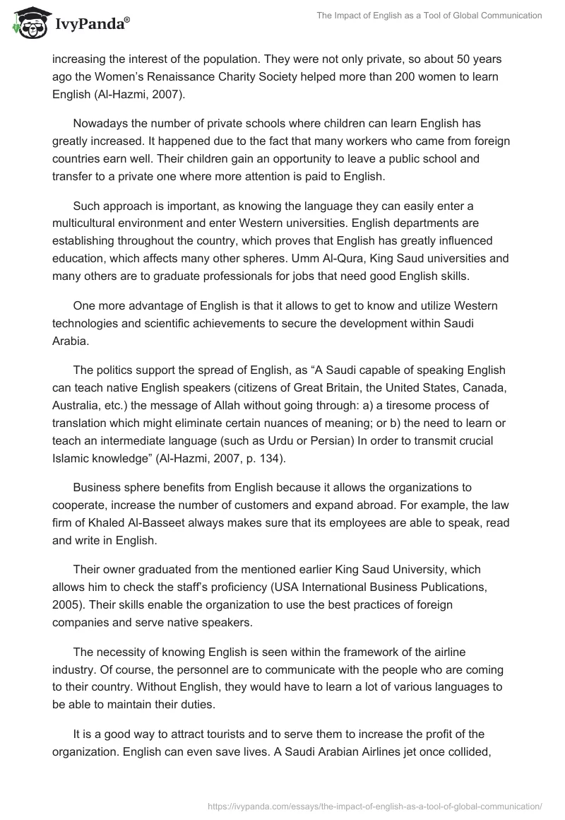 The Impact of English as a Tool of Global Communication. Page 2