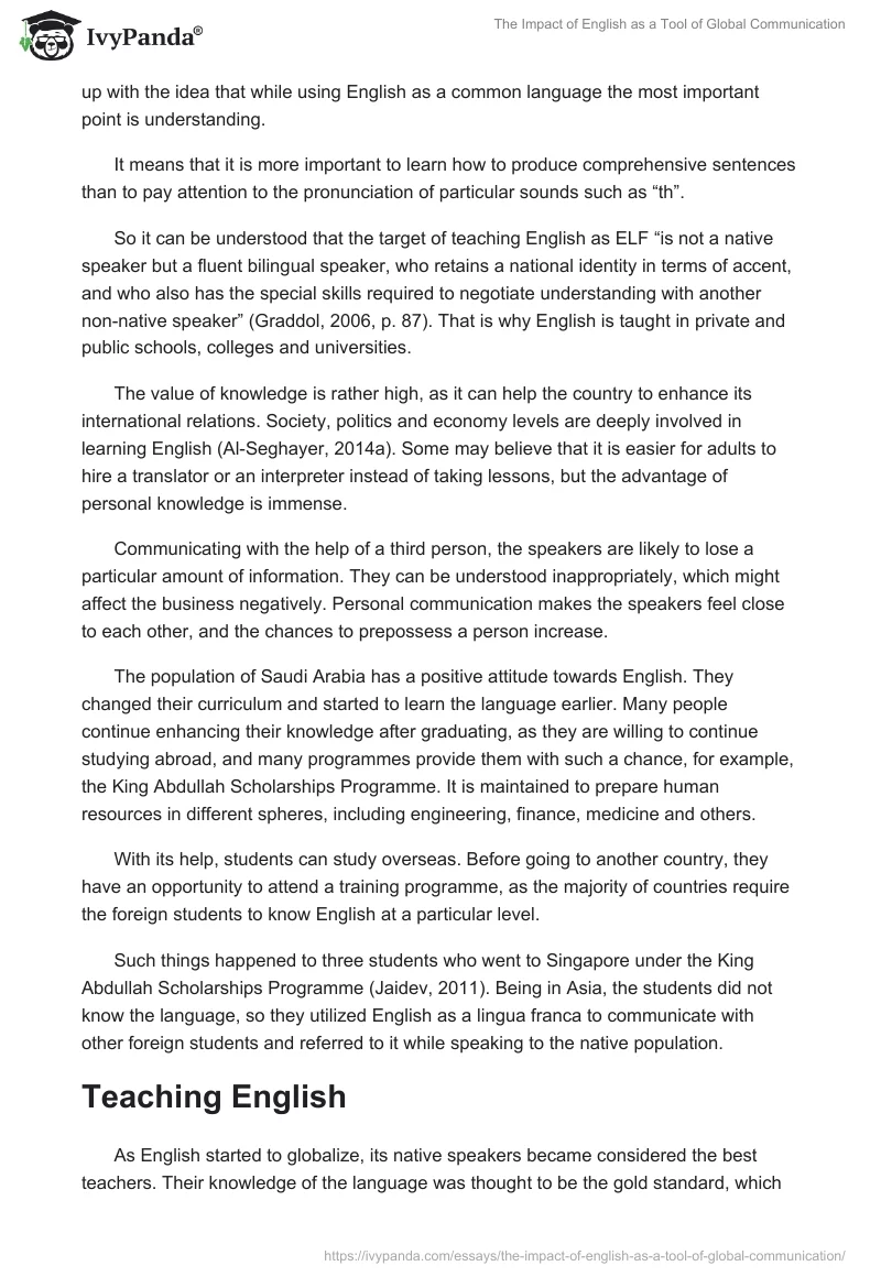 The Impact of English as a Tool of Global Communication. Page 4