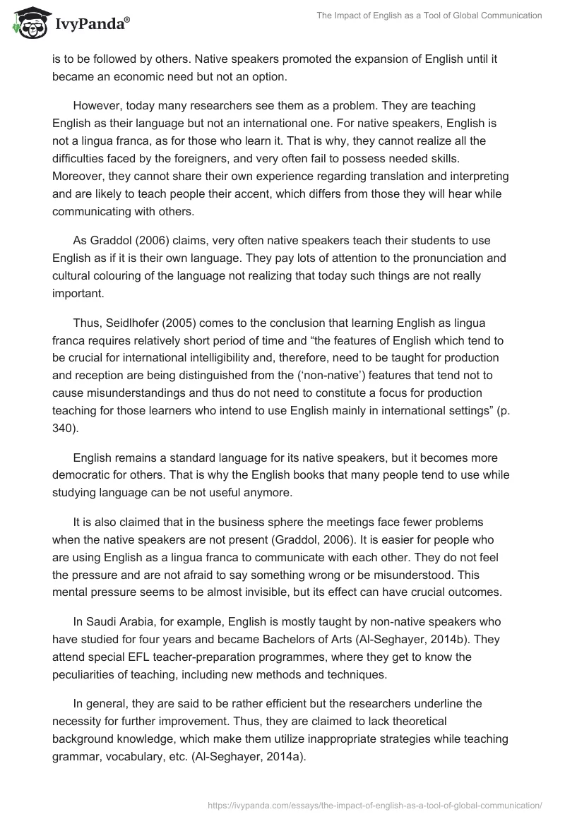 The Impact of English as a Tool of Global Communication. Page 5
