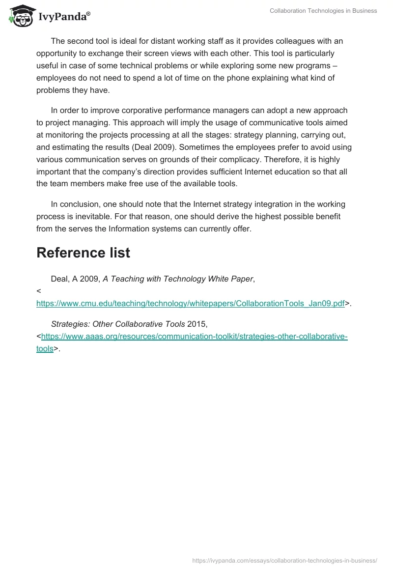 Collaboration Technologies in Business. Page 2