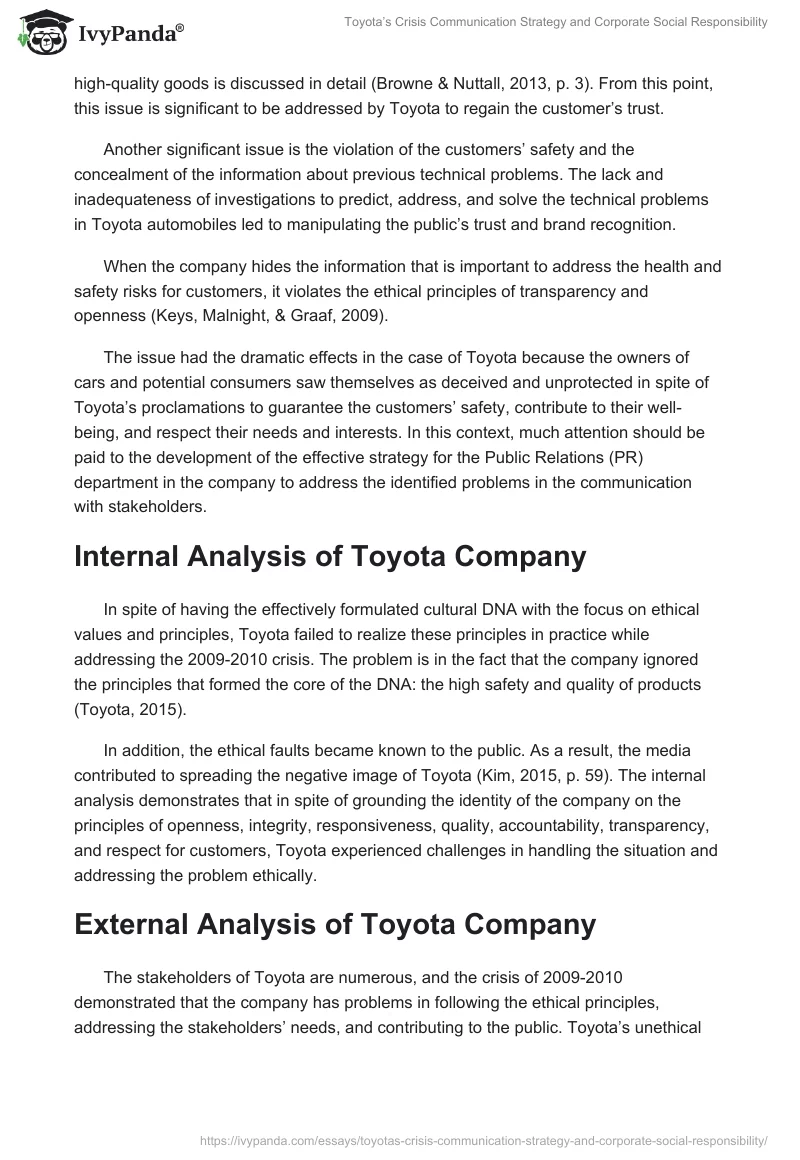 Toyota’s Crisis Communication Strategy and Corporate Social Responsibility. Page 3