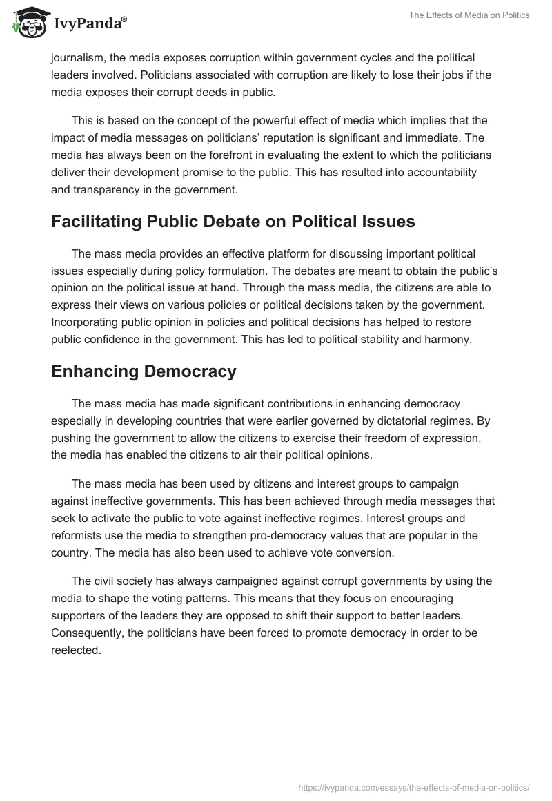 The Effects of Media on Politics. Page 2