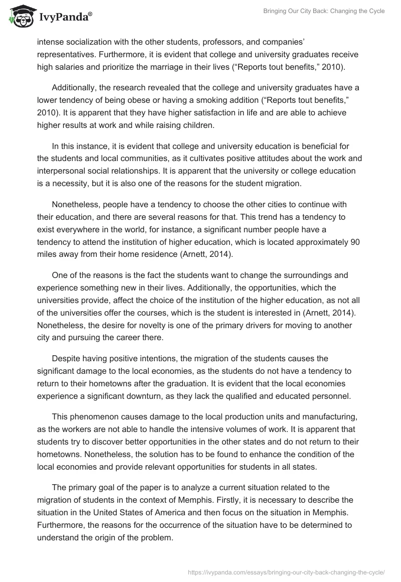 Bringing Our City Back: Changing the Cycle. Page 2