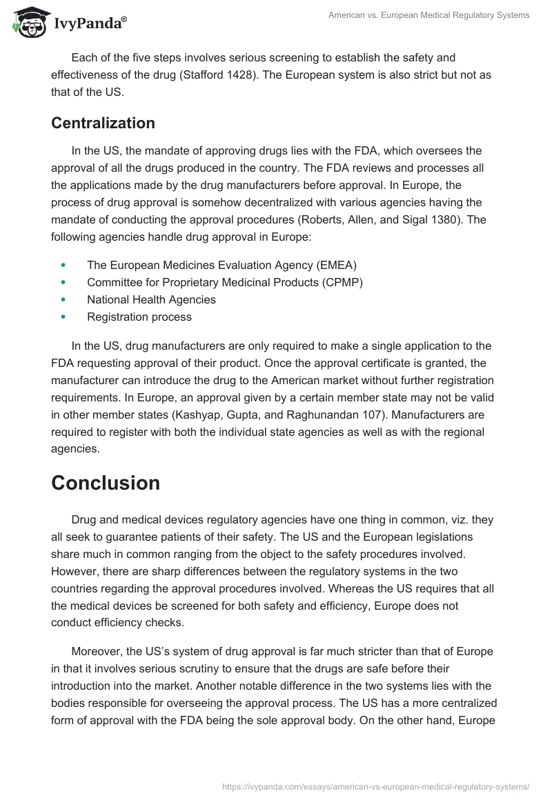 American vs. European Medical Regulatory Systems. Page 5