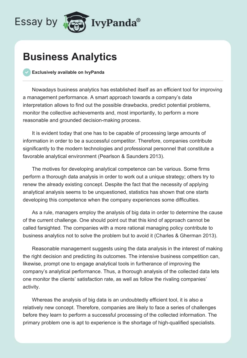 Business Analytics. Page 1