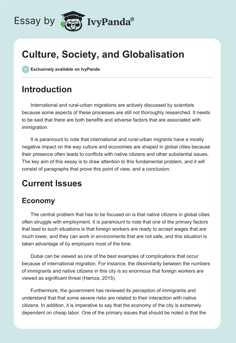 Culture, Society, and Globalisation. Page 1