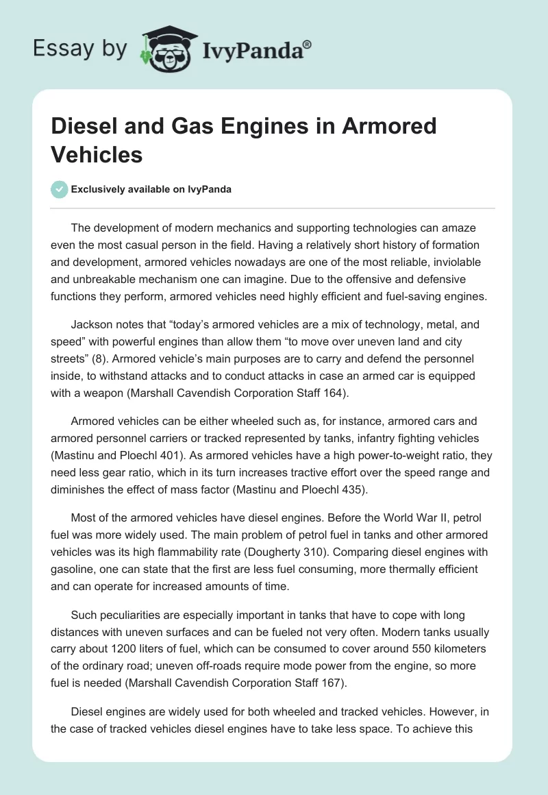 Diesel and Gas Engines in Armored Vehicles. Page 1