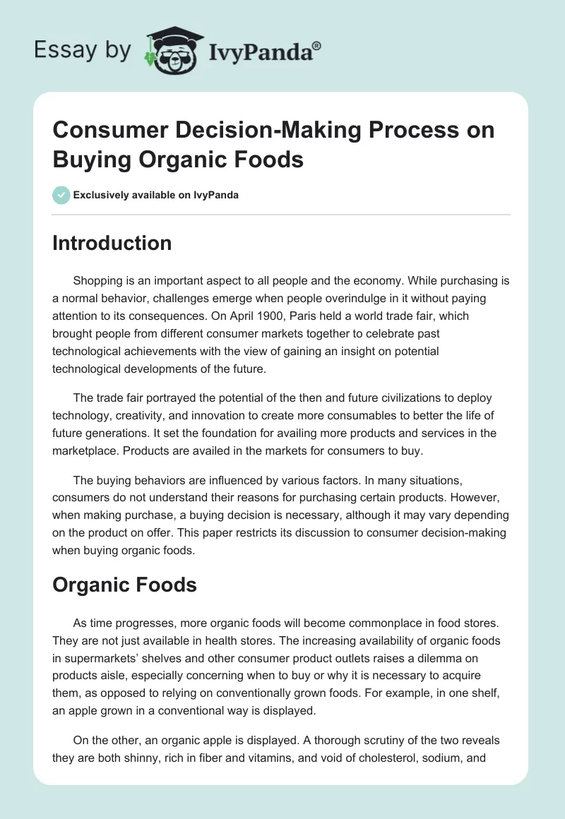 Consumer Decision-Making Process on Buying Organic Foods. Page 1