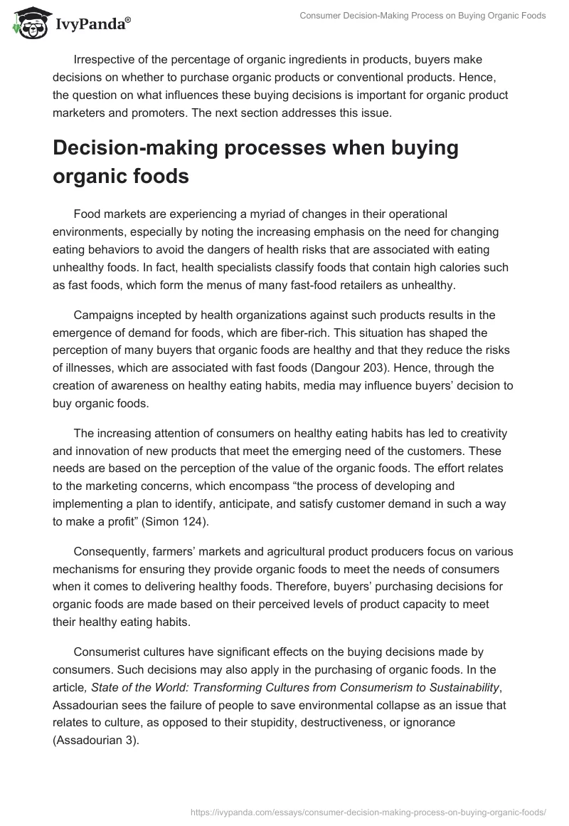 Consumer Decision-Making Process on Buying Organic Foods. Page 3