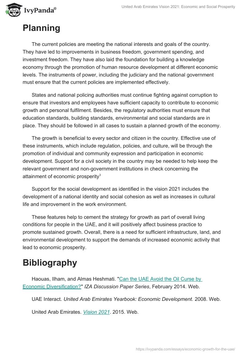 United Arab Emirates Vision 2021: Economic and Social Prosperity. Page 4