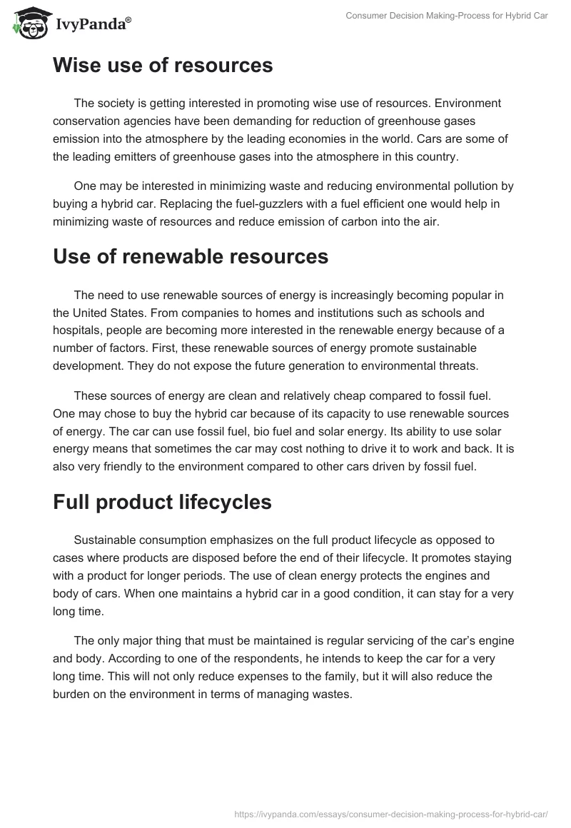 Consumer Decision Making-Process for Hybrid Car. Page 5