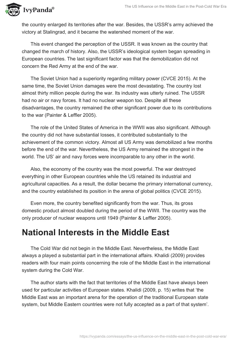 The US Influence on the Middle East in the Post-Cold War Era. Page 2