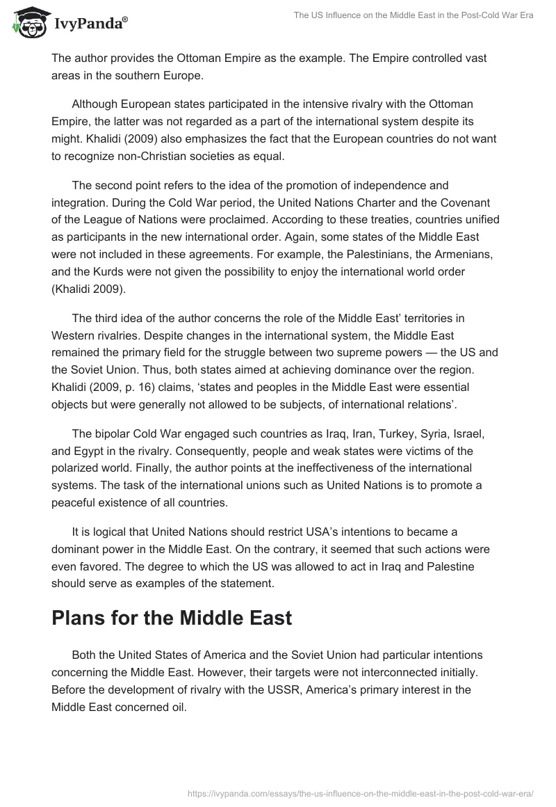 The US Influence on the Middle East in the Post-Cold War Era. Page 3