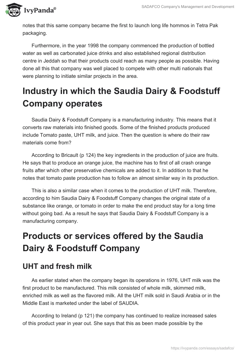 SADAFCO Company's Management and Development. Page 2