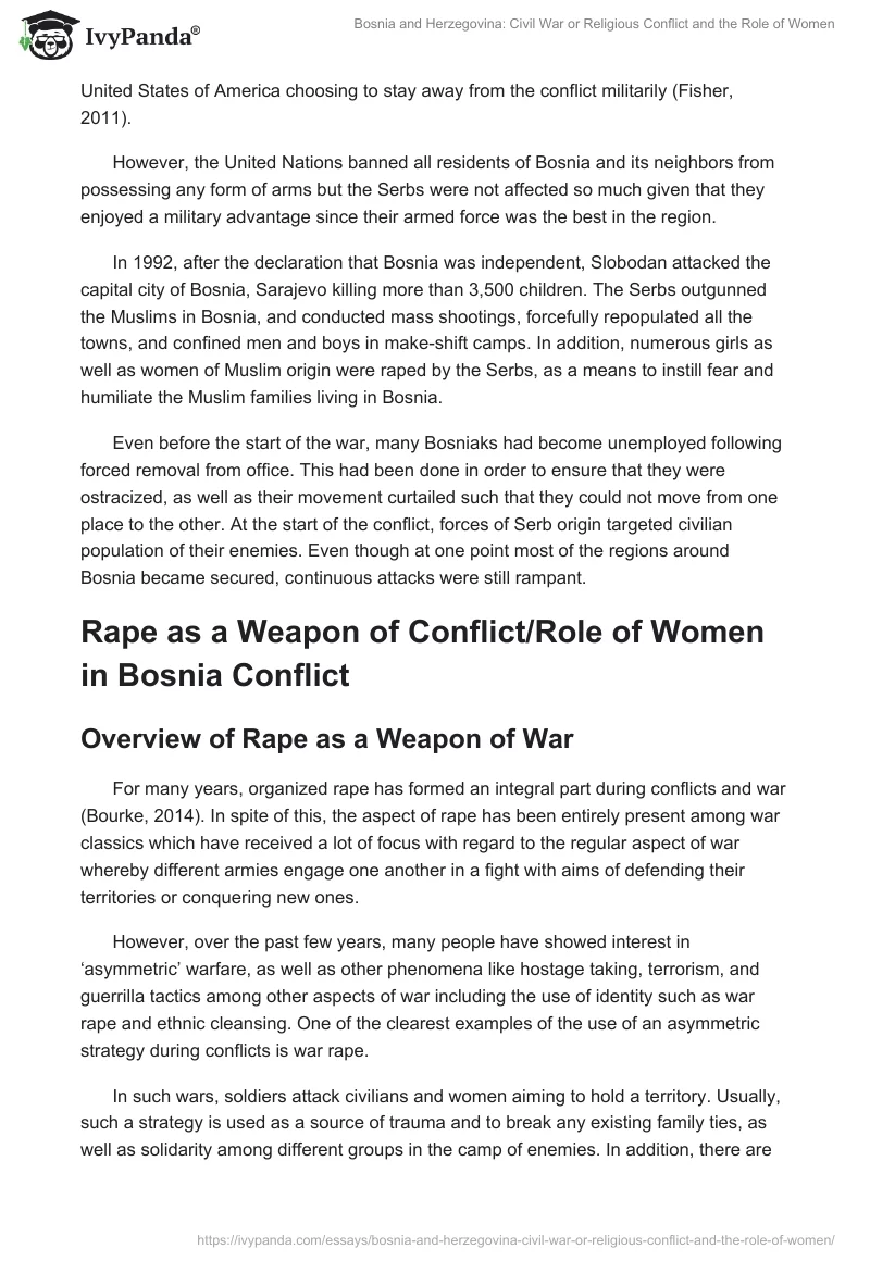 Bosnia and Herzegovina: Civil War or Religious Conflict and the Role of Women. Page 3