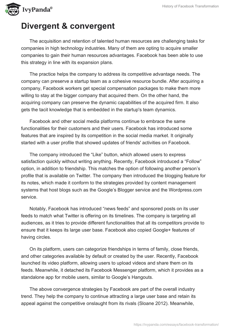 History of Facebook Transformation. Page 3