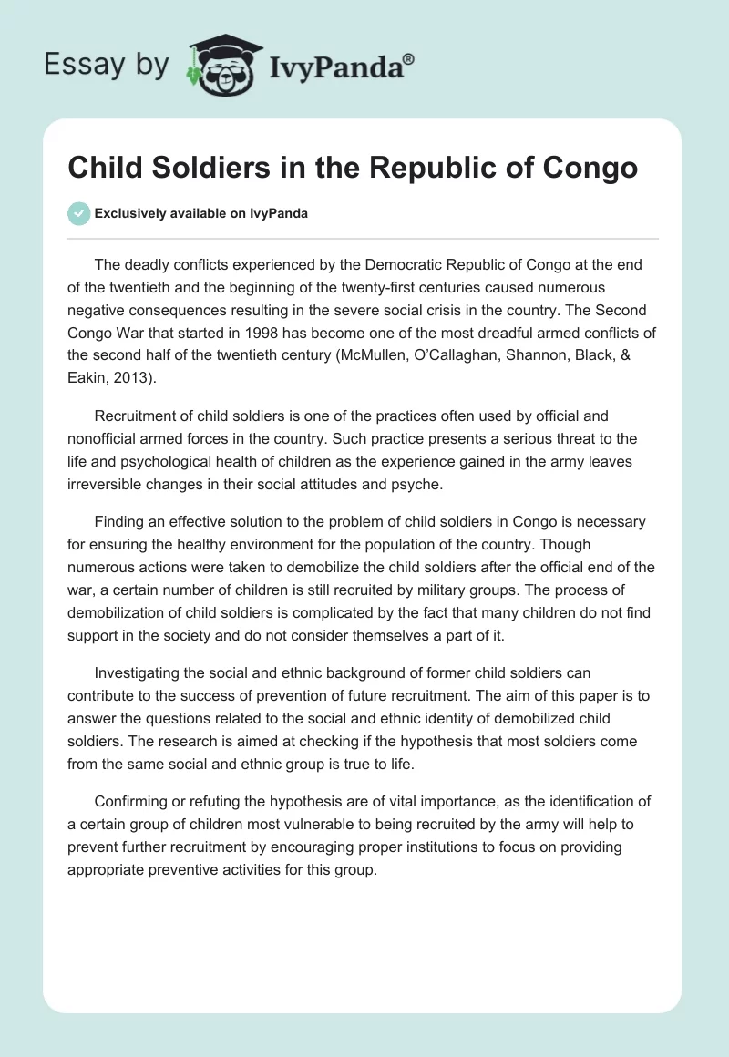 Child Soldiers in the Republic of Congo. Page 1