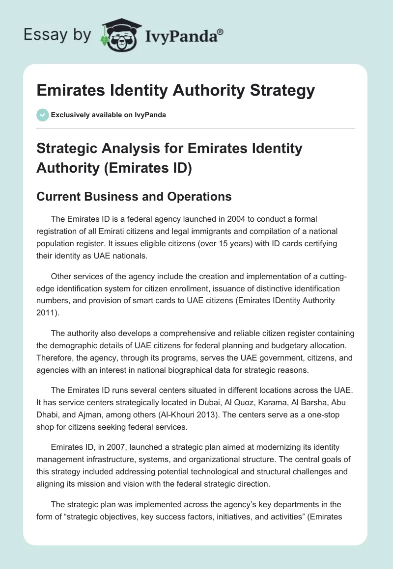 Emirates Identity Authority Strategy. Page 1