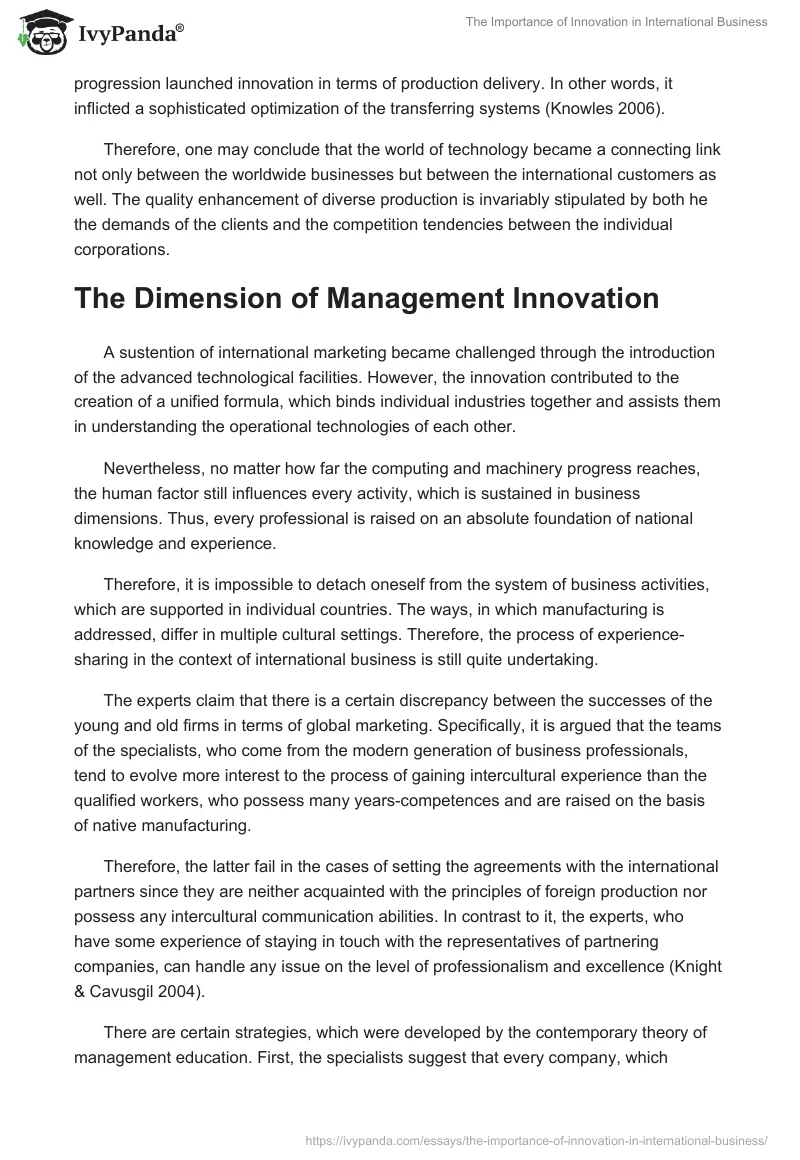 The Importance of Innovation in International Business. Page 5
