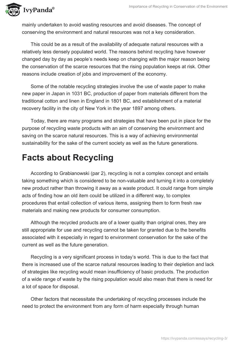 Importance of Recycling in Conservation of the Environment. Page 2
