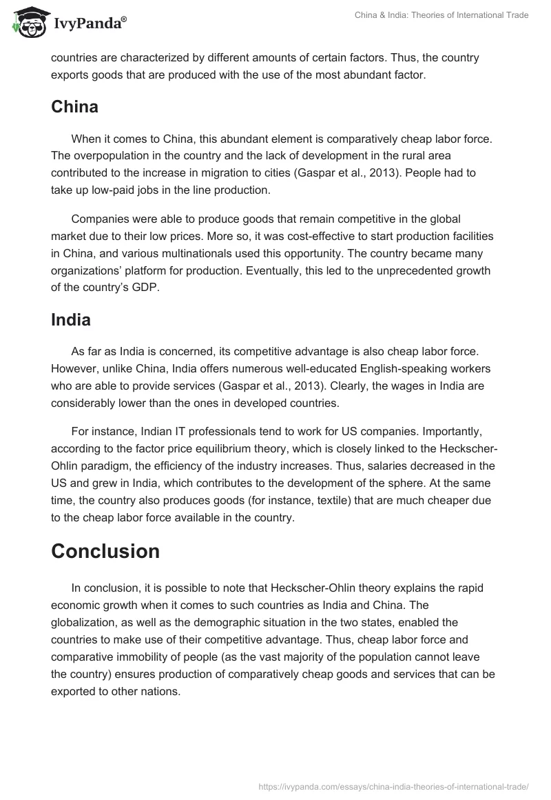 China & India: Theories of International Trade. Page 2