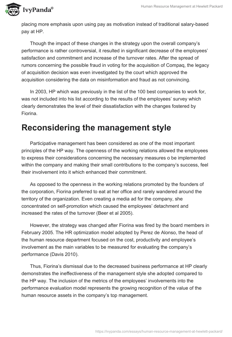 Human Resource Management at Hewlett Packard. Page 2
