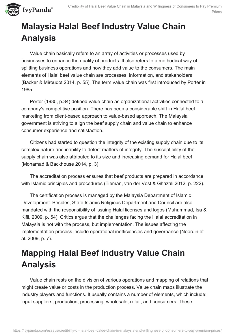 Credibility of Halal Beef Value Chain in Malaysia and Willingness of Consumers to Pay Premium Prices. Page 4