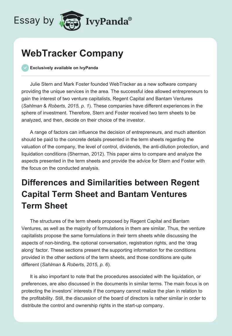 WebTracker Company. Page 1