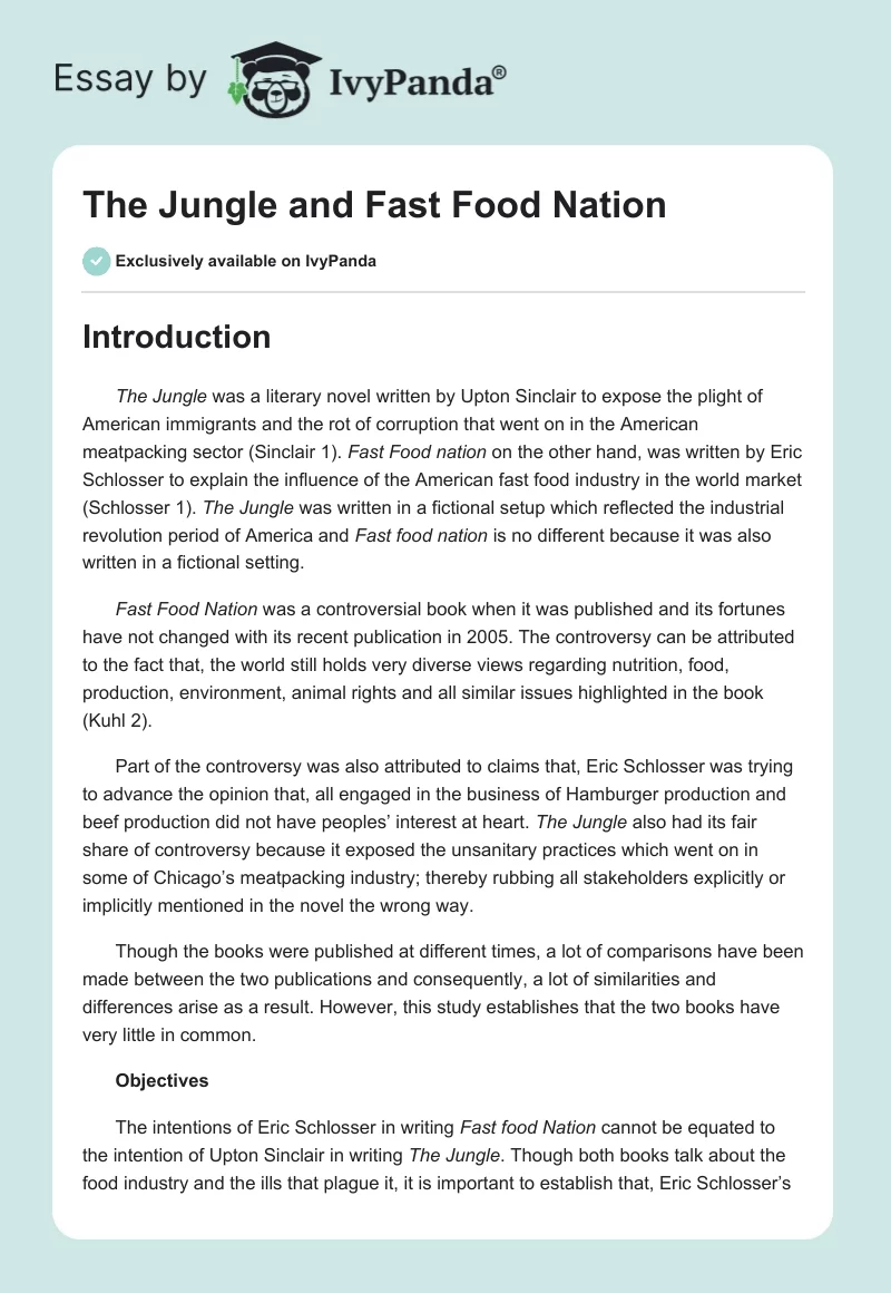 The Jungle and Fast Food Nation. Page 1