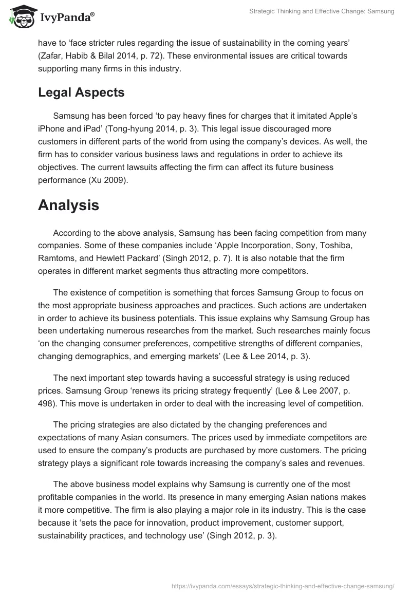 Strategic Thinking and Effective Change: Samsung. Page 4