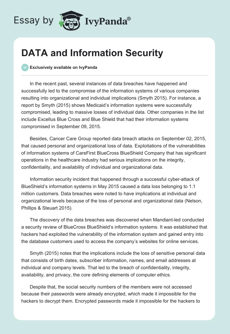 DATA and Information Security. Page 1