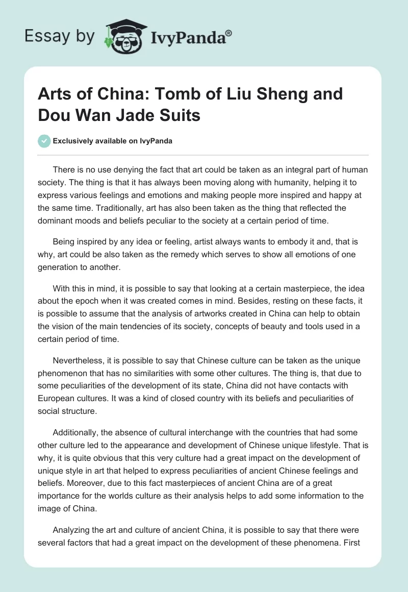 Arts of China: Tomb of Liu Sheng and Dou Wan Jade Suits. Page 1