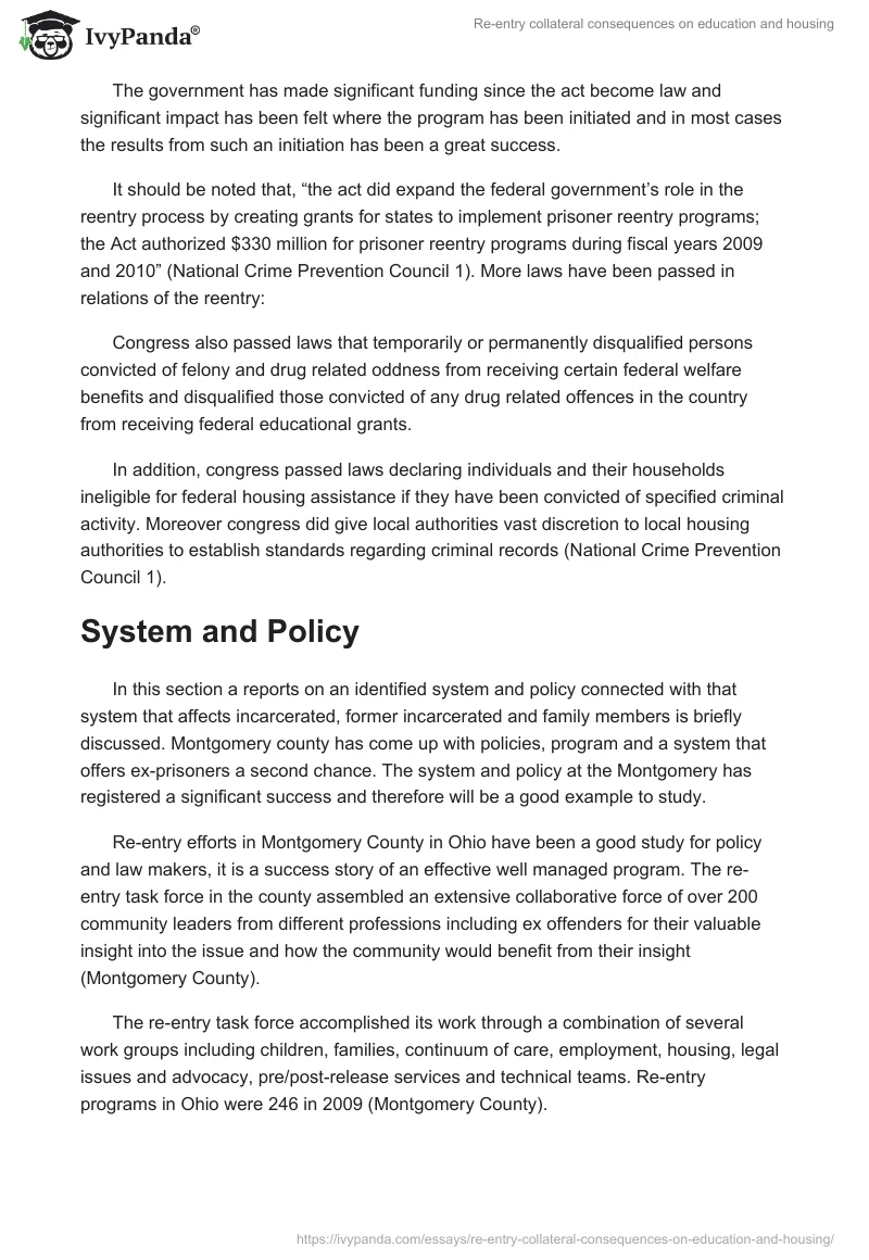 Re-entry collateral consequences on education and housing. Page 3