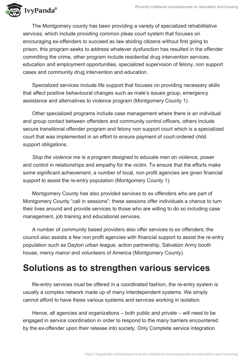 Re-entry collateral consequences on education and housing. Page 4