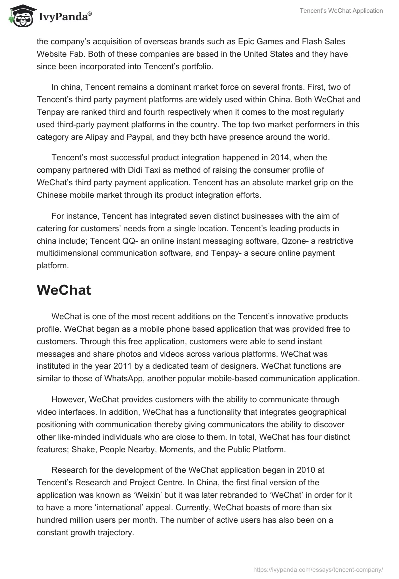 Tencent's WeChat Application. Page 2