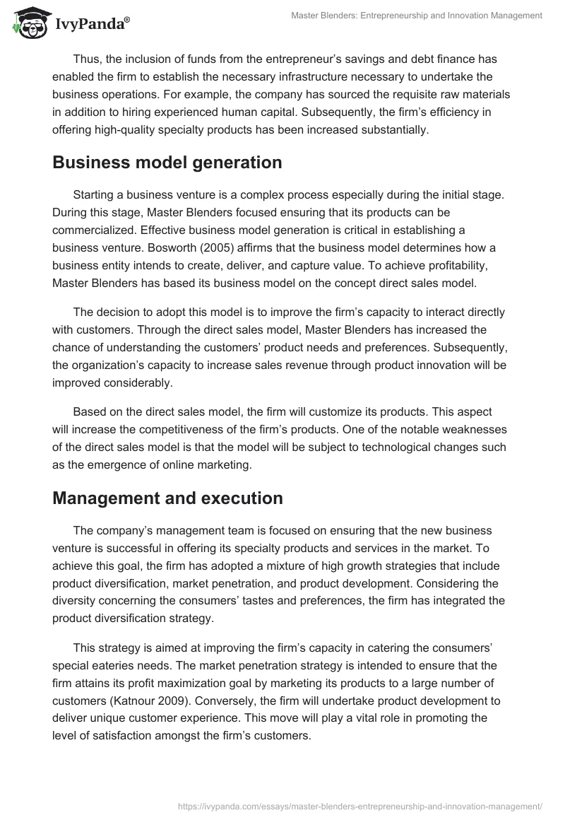 Master Blenders: Entrepreneurship and Innovation Management. Page 3