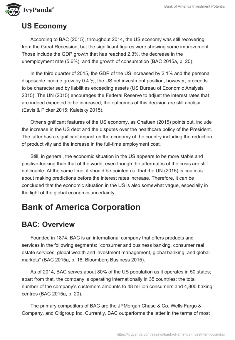 Bank of America Investment Potential. Page 3