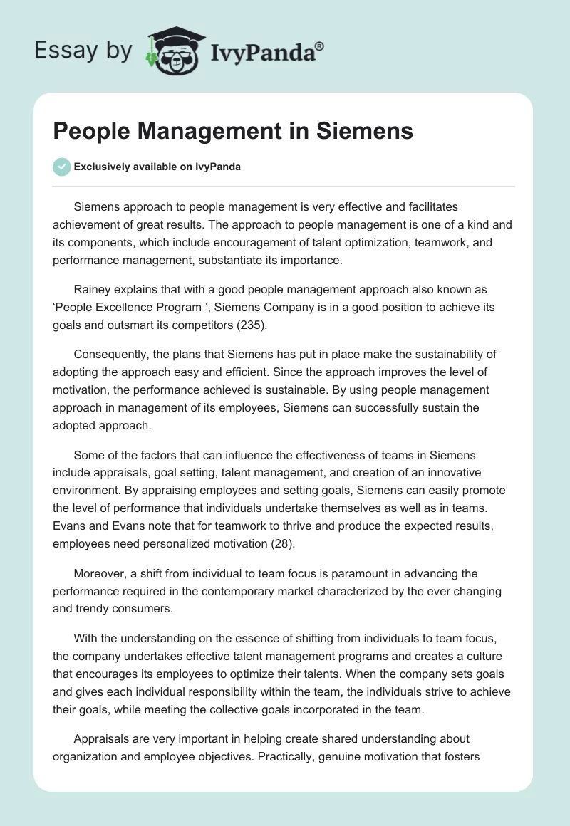 People Management in Siemens. Page 1