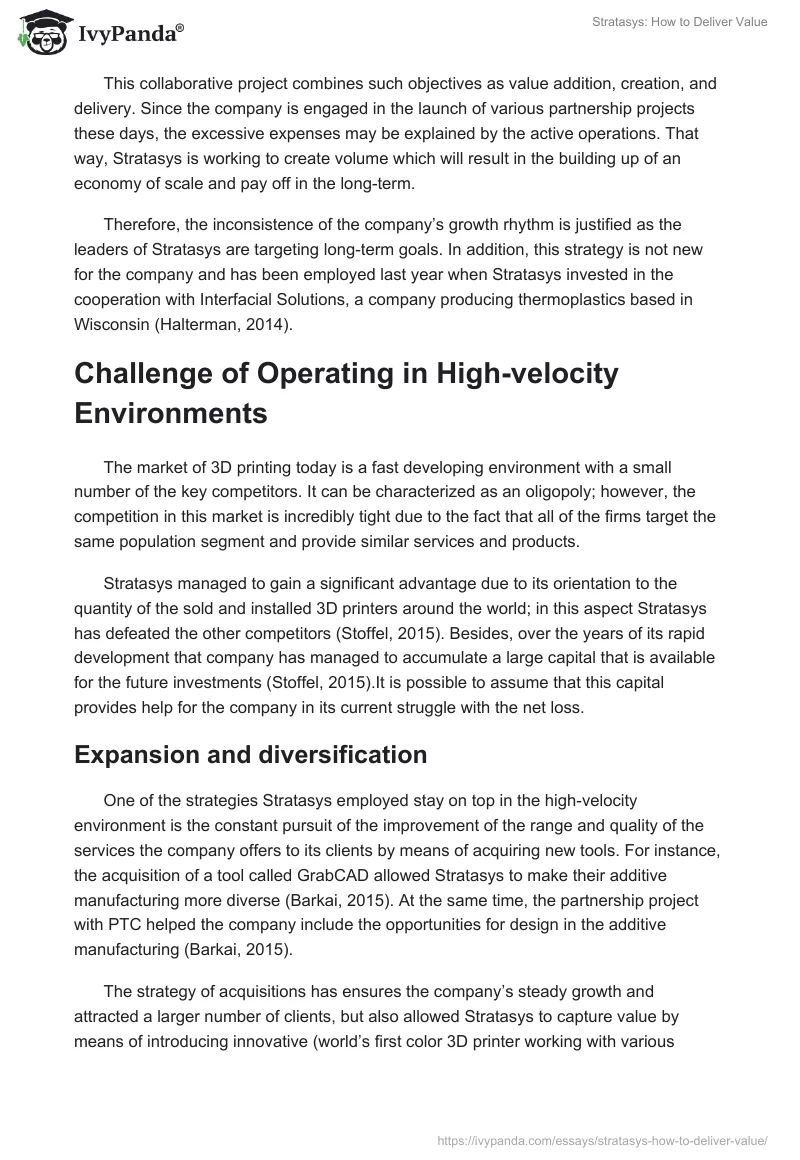 Stratasys: How to Deliver Value. Page 3