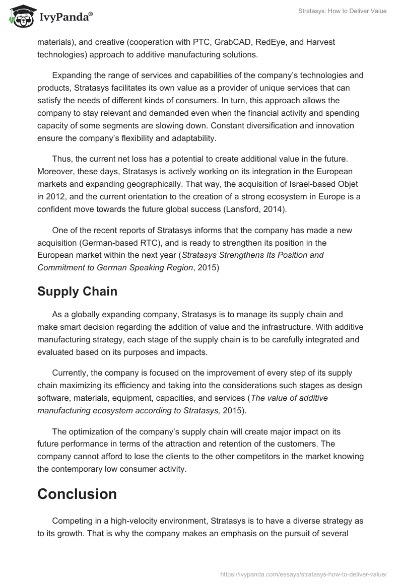 Stratasys: How to Deliver Value. Page 4