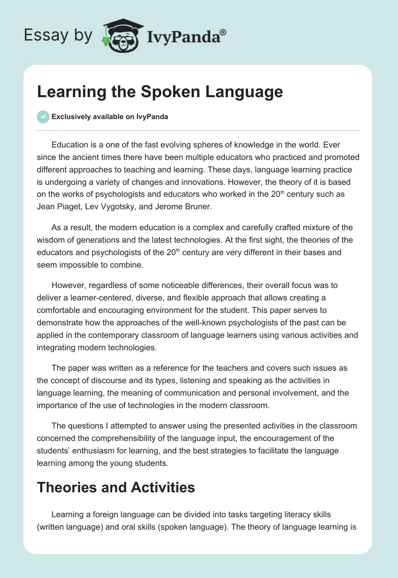 Learning the Spoken Language. Page 1