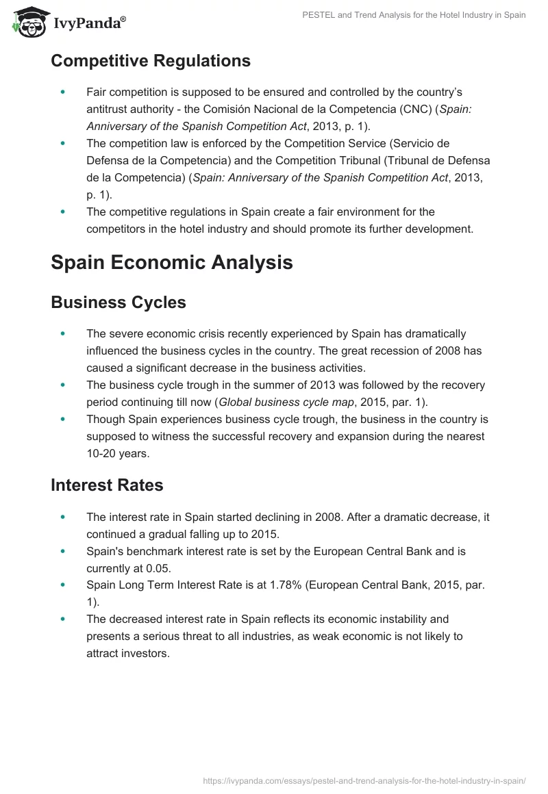 PESTEL and Trend Analysis for the Hotel Industry in Spain. Page 3