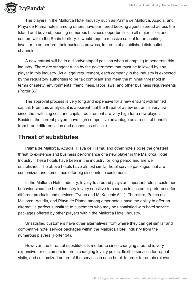 Mallorca Hotel Industry: Porter Five Forces. Page 3