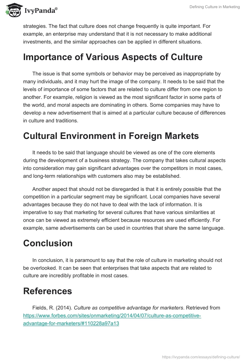 Defining Culture in Marketing. Page 2