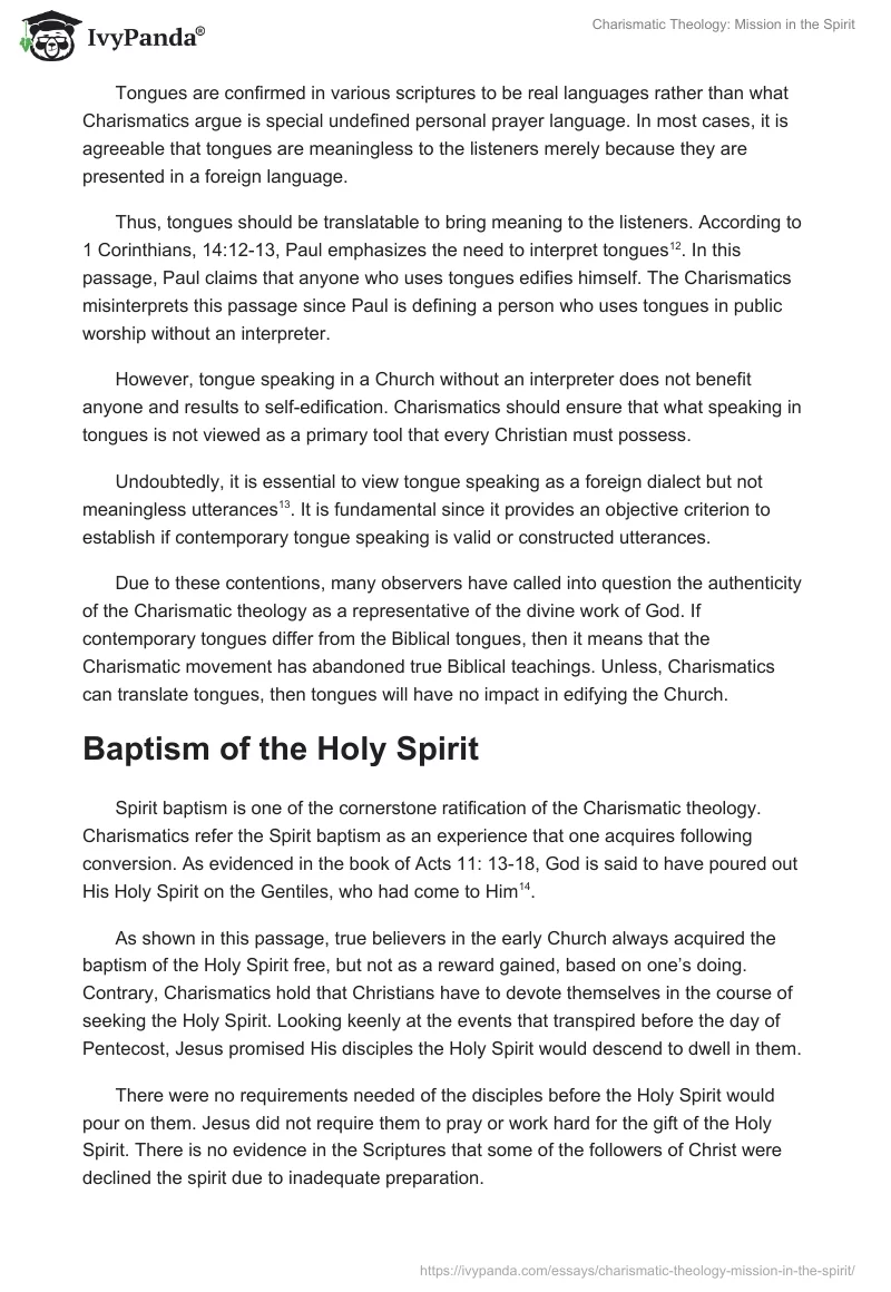 Charismatic Theology: Mission in the Spirit. Page 5