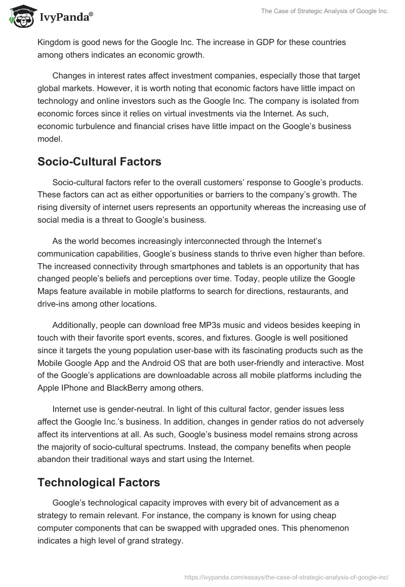 The Case of Strategic Analysis of Google Inc.. Page 4