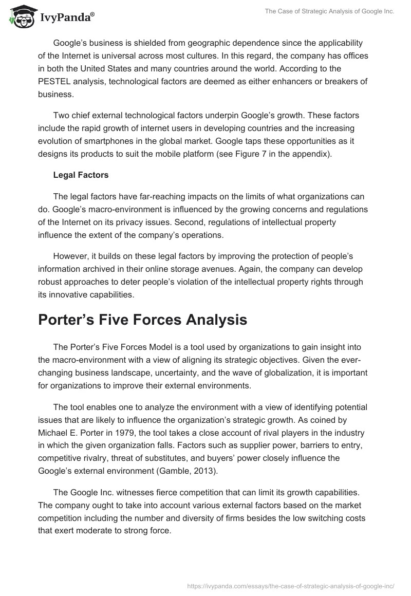 The Case of Strategic Analysis of Google Inc.. Page 5