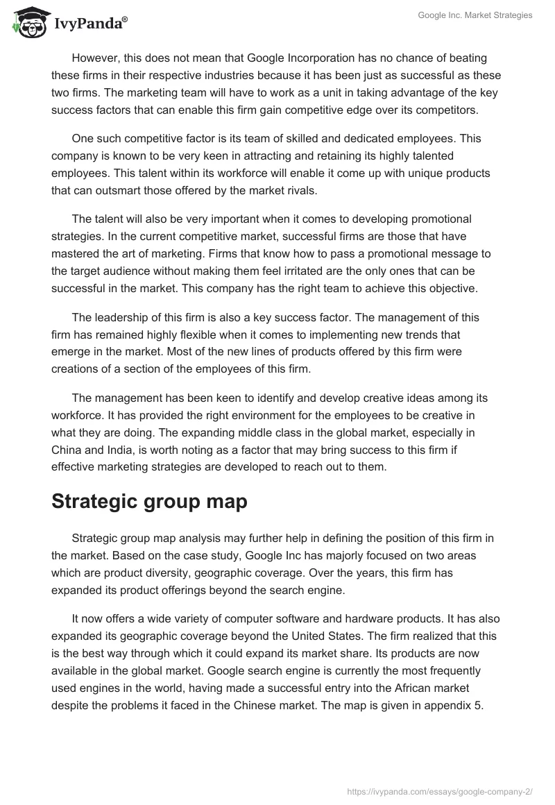 Google Inc. Market Strategies. Page 4