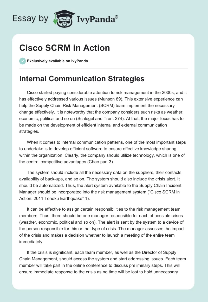 Cisco SCRM in Action. Page 1